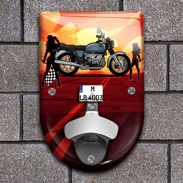 R 75 7 Flaschenöffner für Wand personalisiert mit deinem Motorrad u. Kennzeichen!