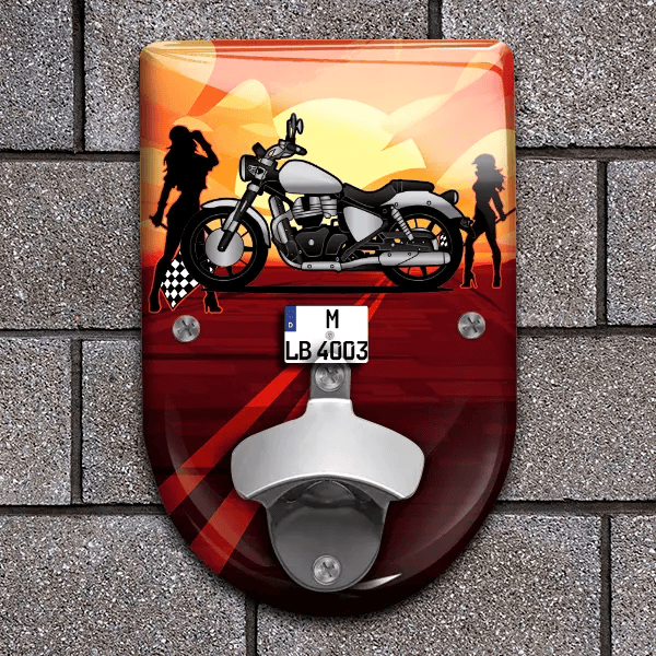 Super Meteor 650 Flaschenöffner für Wand personalisiert mit deinem Motorrad u. Kennzeichen!