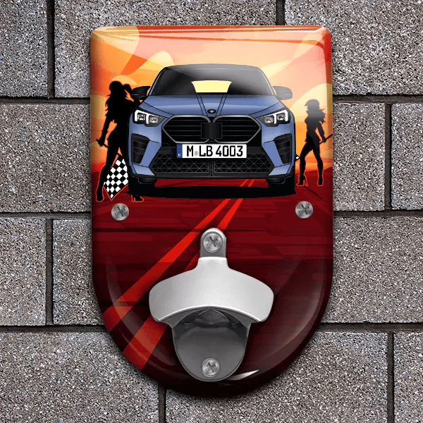 X2 Flaschenöffner für Wand personalisiert mit deinem Auto u. Kennzeichen!