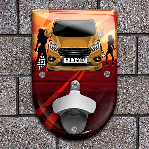 Tourneo Custom Sport Flaschenöffner für Wand personalisiert mit deinem Auto u. Kennzeichen!