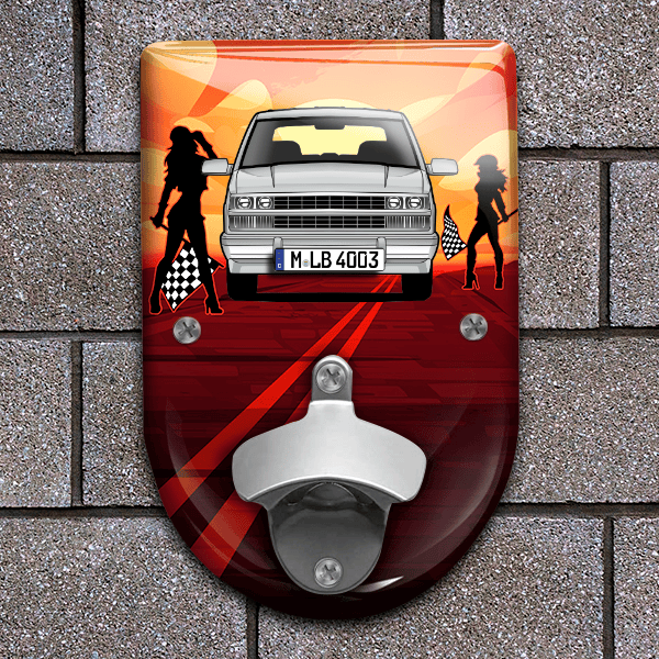 Suburban Flaschenöffner für Wand personalisiert mit deinem Auto u. Kennzeichen!