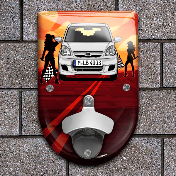 Cuore (5-Türer) Flaschenöffner für Wand personalisiert mit deinem Auto u. Kennzeichen!