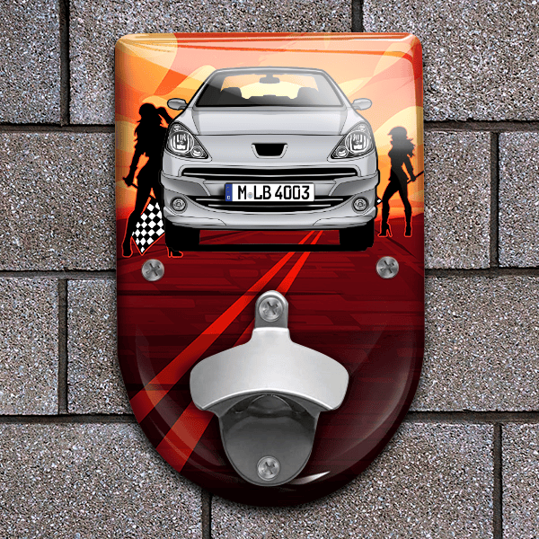1007 Flaschenöffner für Wand personalisiert mit deinem Auto u. Kennzeichen!