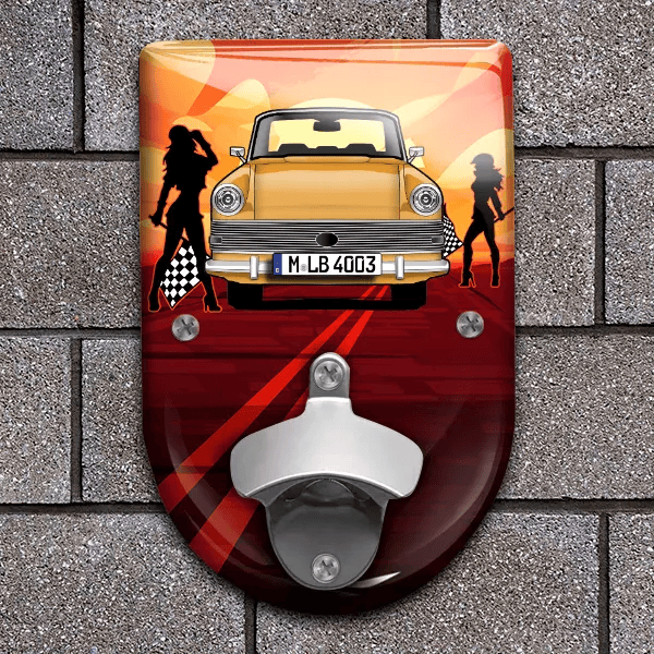 Rekord Coupe Flaschenöffner für Wand personalisiert mit deinem Auto u. Kennzeichen!