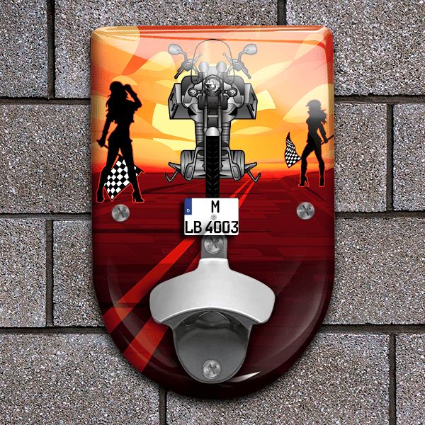 Virago Flaschenöffner für Wand personalisiert mit deinem Motorrad u. Kennzeichen!