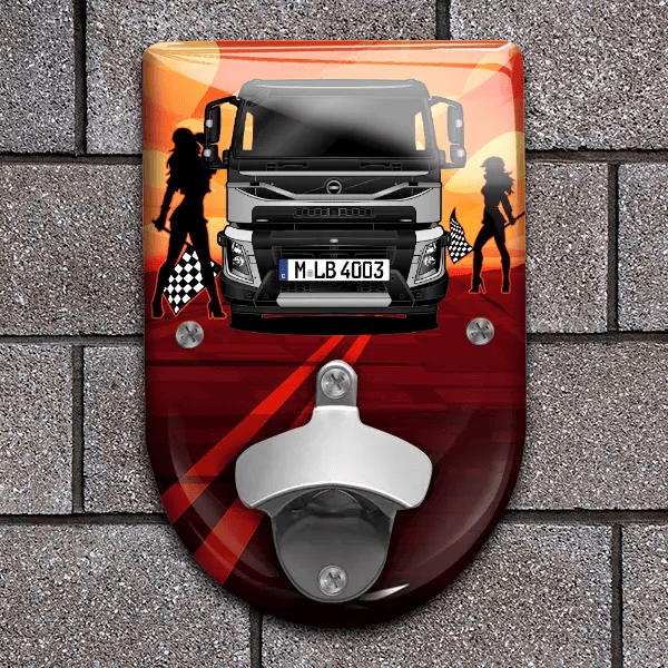 FMX 500 Flaschenöffner für Wand personalisiert mit deinem LKW u. Kennzeichen!