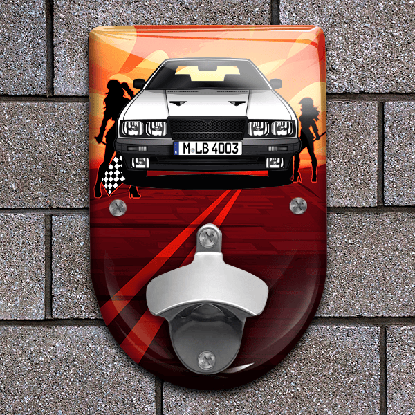 Biturbo Coupe Flaschenöffner für Wand personalisiert mit deinem Auto u. Kennzeichen!