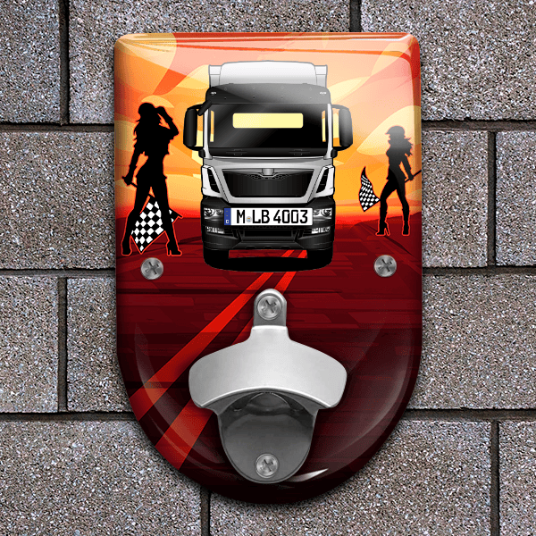 TGS Flaschenöffner für Wand personalisiert mit deinem LKW u. Kennzeichen!