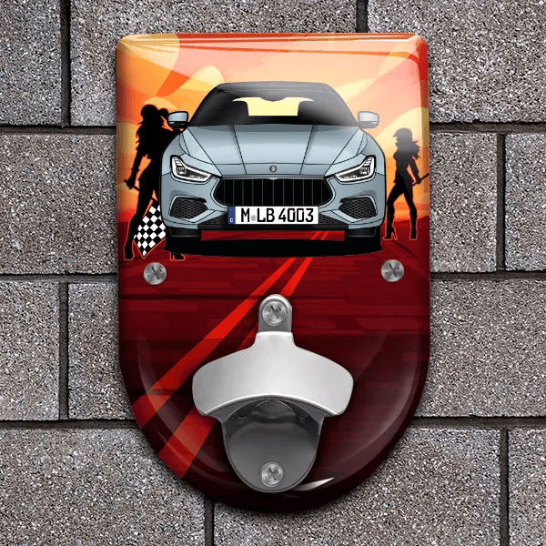 Ghibli Limousine Flaschenöffner für Wand personalisiert mit deinem Auto u. Kennzeichen!