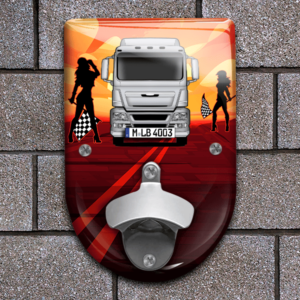 TGS 18.360 Flaschenöffner für Wand personalisiert mit deinem LKW u. Kennzeichen!