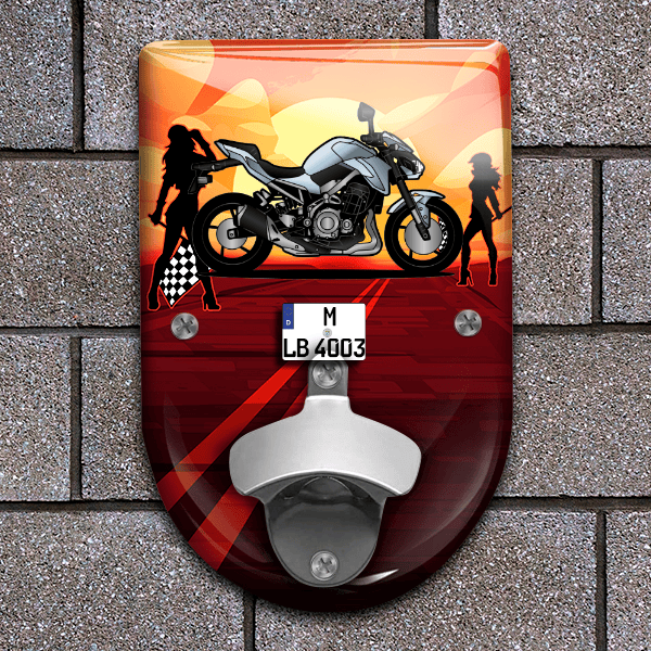 Z 900 Flaschenöffner für Wand personalisiert mit deinem Motorrad u. Kennzeichen!