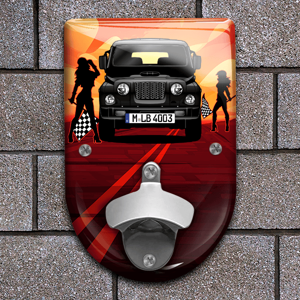 Retona Flaschenöffner für Wand personalisiert mit deinem Auto u. Kennzeichen!