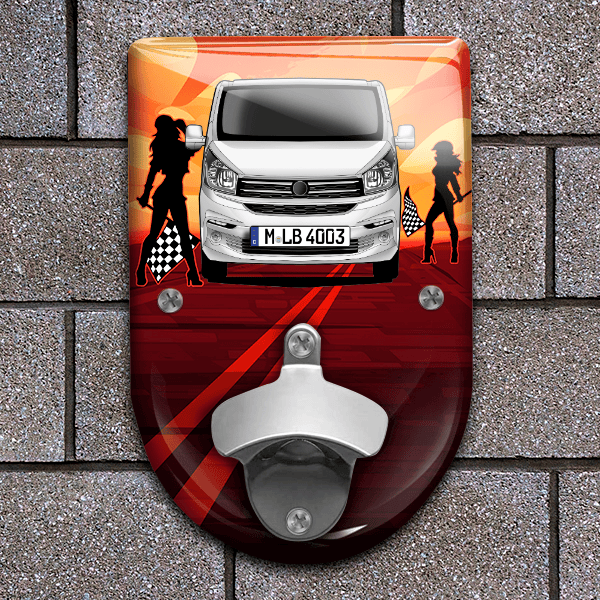Talento Flaschenöffner für Wand personalisiert mit deinem Auto u. Kennzeichen!