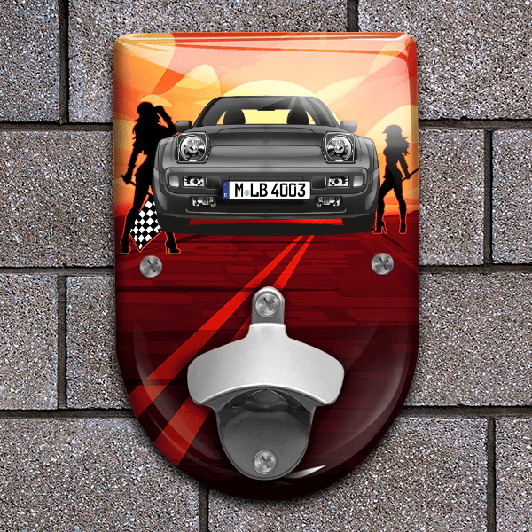 944 Coupe Flaschenöffner für Wand personalisiert mit deinem Auto u. Kennzeichen!