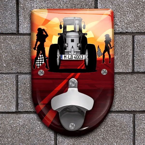 3140 Flaschenöffner für Wand personalisiert mit deinem tractor u. Kennzeichen!