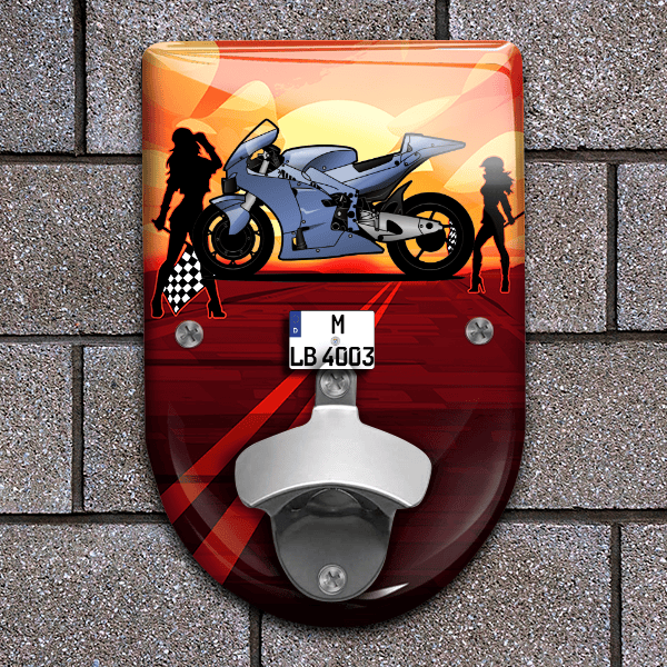 GSX-RR Flaschenöffner für Wand personalisiert mit deinem Motorrad u. Kennzeichen!