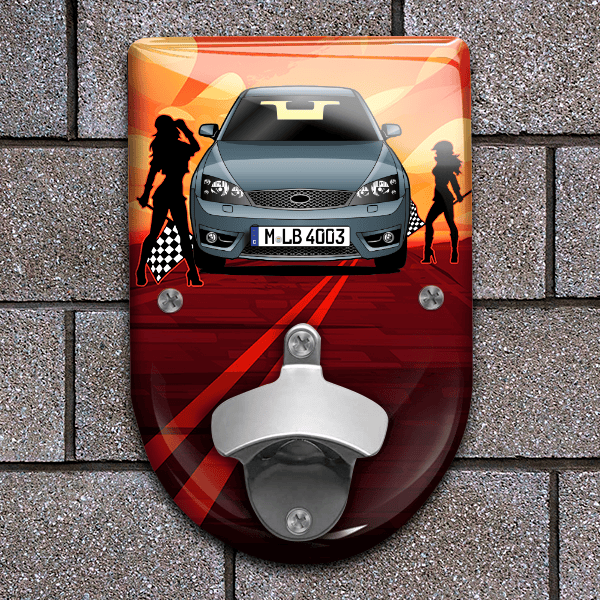 Mondeo ST220 Limousine Flaschenöffner für Wand personalisiert mit deinem Auto u. Kennzeichen!