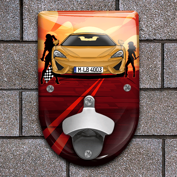 570 S Flaschenöffner für Wand personalisiert mit deinem Auto u. Kennzeichen!