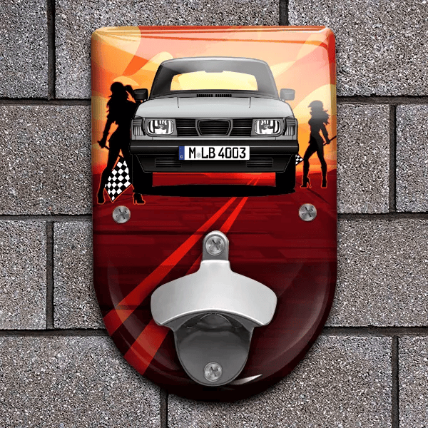 99 Flaschenöffner für Wand personalisiert mit deinem Auto u. Kennzeichen!