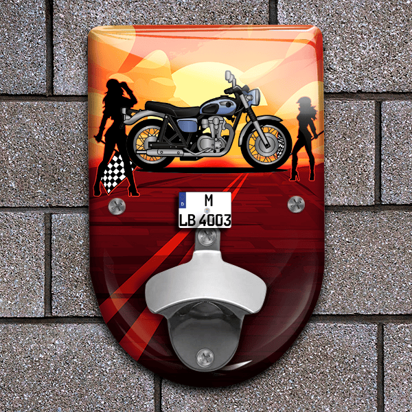 W 800 Flaschenöffner für Wand personalisiert mit deinem Motorrad u. Kennzeichen!