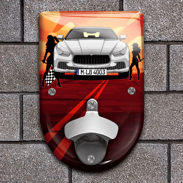 Ghibli Limousine Flaschenöffner für Wand personalisiert mit deinem Auto u. Kennzeichen!