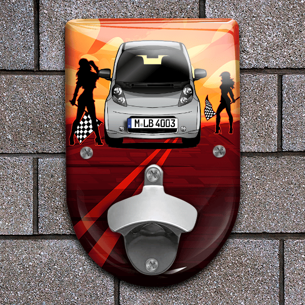 C-Zero Flaschenöffner für Wand personalisiert mit deinem Auto u. Kennzeichen!