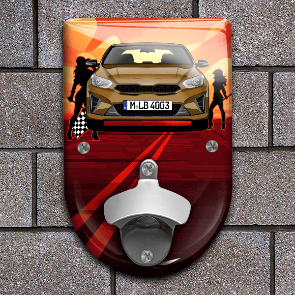 Ceed GT Flaschenöffner für Wand personalisiert mit deinem Auto u. Kennzeichen!