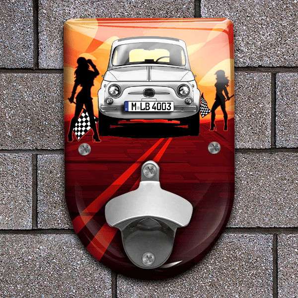 500 Flaschenöffner für Wand personalisiert mit deinem Auto u. Kennzeichen!