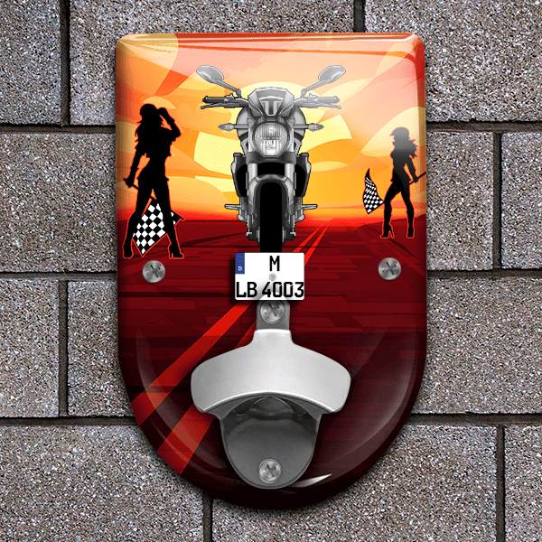 Monster 821 Flaschenöffner für Wand personalisiert mit deinem Motorrad u. Kennzeichen!