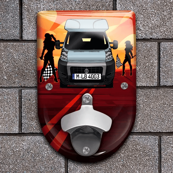 Maryland Flaschenöffner für Wand personalisiert mit deinem Wohnwagen u. Kennzeichen!