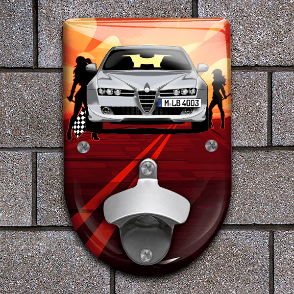 159 Sportwagon Flaschenöffner für Wand personalisiert mit deinem Auto u. Kennzeichen!