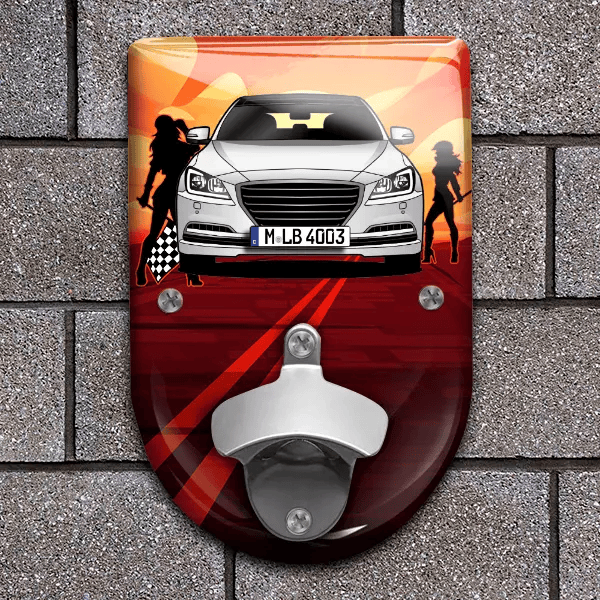 Genesis Flaschenöffner für Wand personalisiert mit deinem Auto u. Kennzeichen!