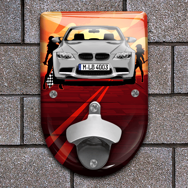 M3 Limousine Flaschenöffner für Wand personalisiert mit deinem Auto u. Kennzeichen!