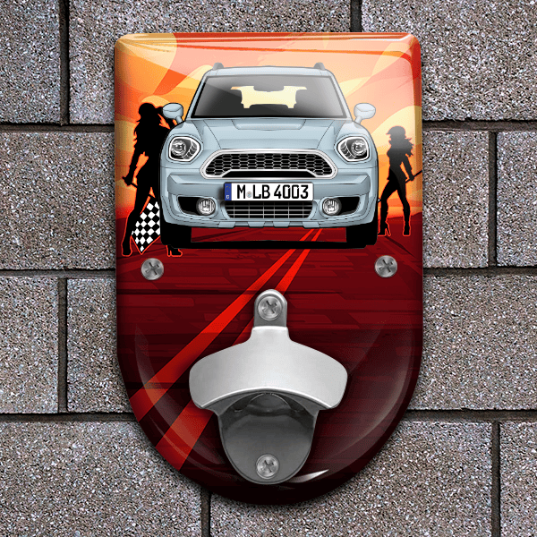 Countryman Cooper D Flaschenöffner für Wand personalisiert mit deinem Auto u. Kennzeichen!
