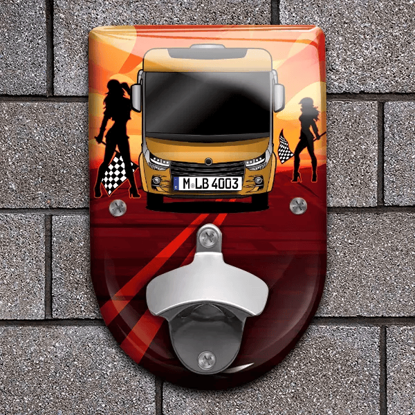 Chic E-Line XL Flaschenöffner für Wand personalisiert mit deinem Wohnwagen u. Kennzeichen!