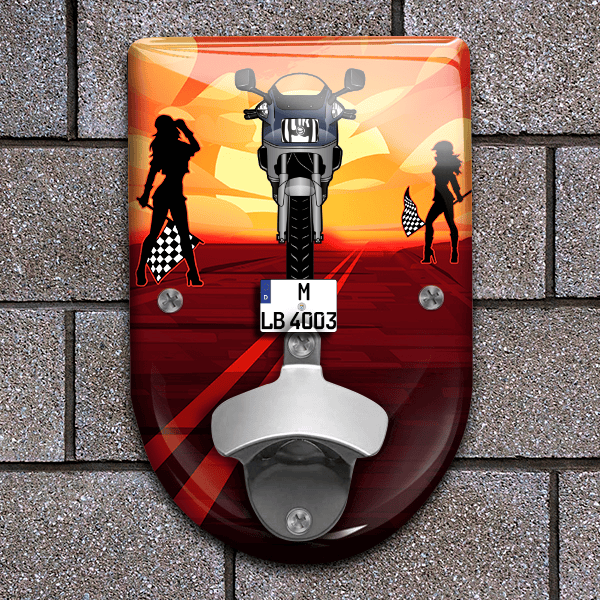 FJ Flaschenöffner für Wand personalisiert mit deinem Motorrad u. Kennzeichen!