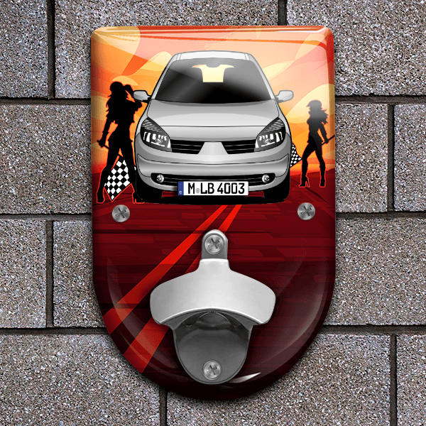 Grand Scenic Flaschenöffner für Wand personalisiert mit deinem Auto u. Kennzeichen!