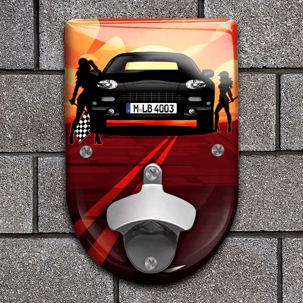 DB7 Cabriolet Flaschenöffner für Wand personalisiert mit deinem Auto u. Kennzeichen!