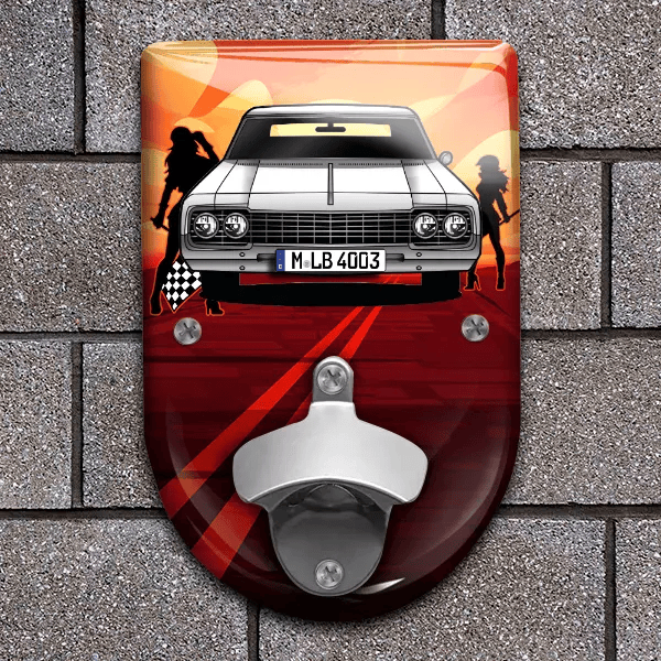98 Holiday Coupe Flaschenöffner für Wand personalisiert mit deinem Auto u. Kennzeichen!