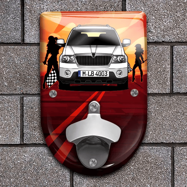 Navigator Flaschenöffner für Wand personalisiert mit deinem Auto u. Kennzeichen!
