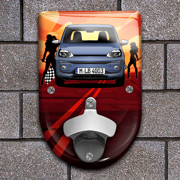 Up (5-Türer) Flaschenöffner für Wand personalisiert mit deinem Auto u. Kennzeichen!