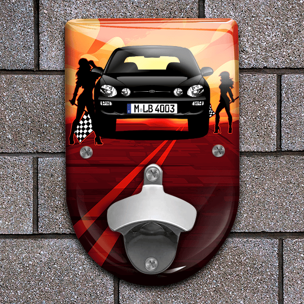 Shuma Flaschenöffner für Wand personalisiert mit deinem Auto u. Kennzeichen!