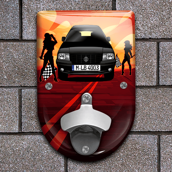 Scudo Flaschenöffner für Wand personalisiert mit deinem Auto u. Kennzeichen!