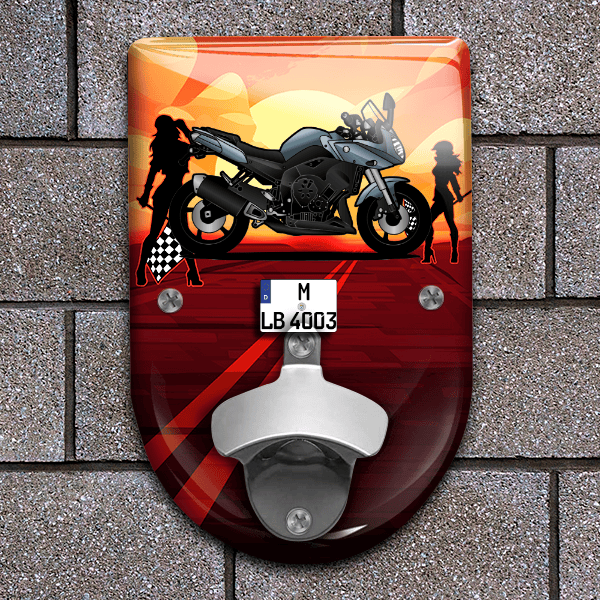 Fazer8 Flaschenöffner für Wand personalisiert mit deinem Motorrad u. Kennzeichen!