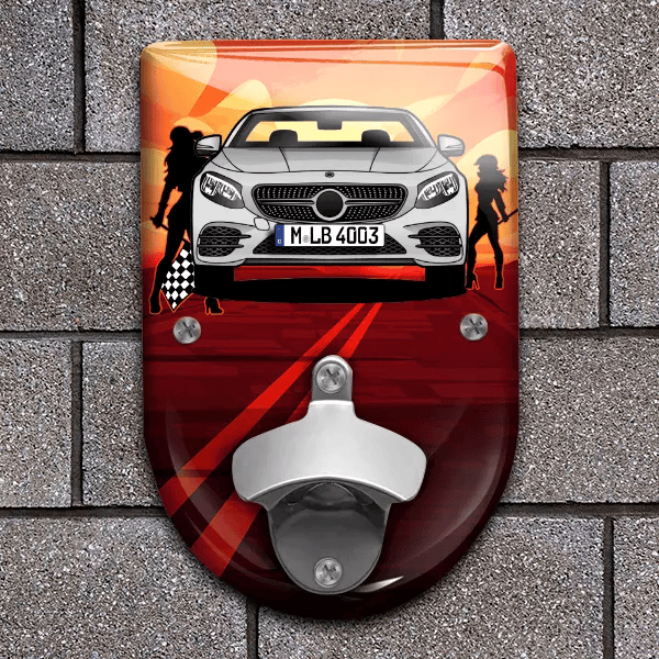 C-Klasse Cabriolet Flaschenöffner für Wand personalisiert mit deinem Auto u. Kennzeichen!