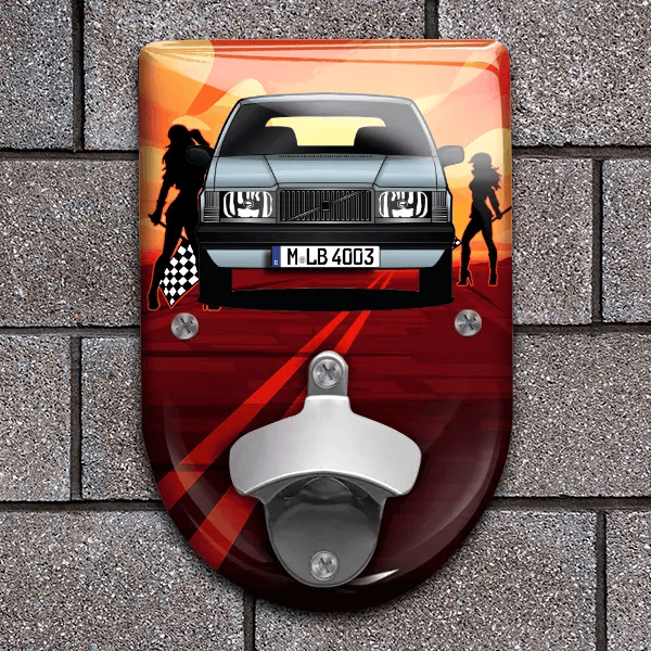 740 Touring Flaschenöffner für Wand personalisiert mit deinem Auto u. Kennzeichen!