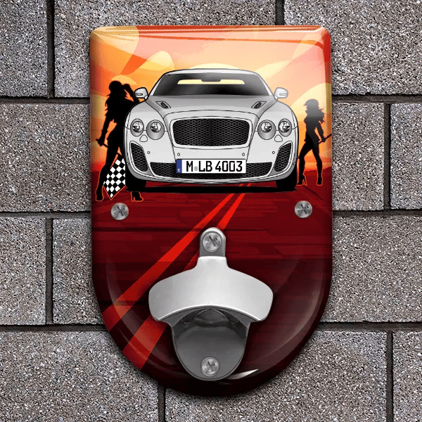 Continental Supersports Flaschenöffner für Wand personalisiert mit deinem Auto u. Kennzeichen!