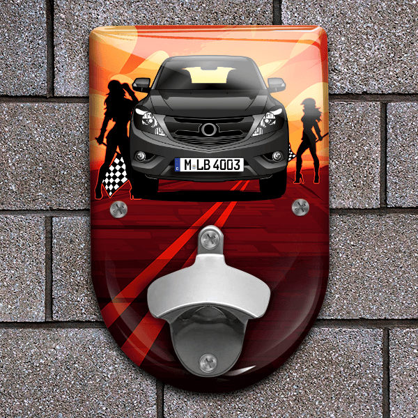 BT50 Flaschenöffner für Wand personalisiert mit deinem Auto u. Kennzeichen!