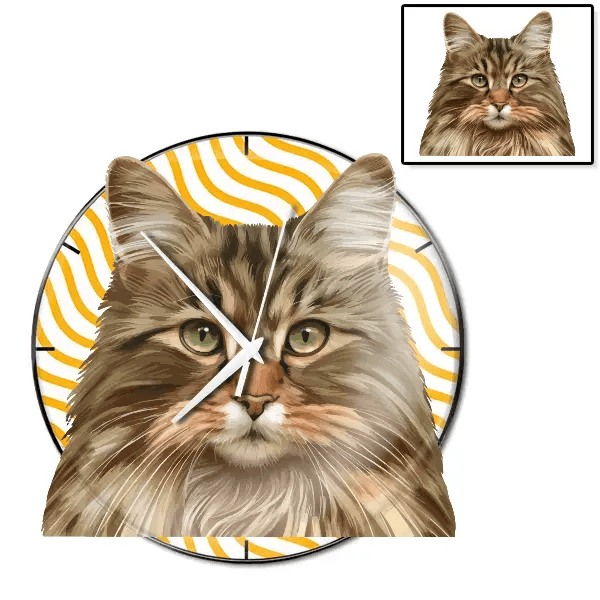 Norwegian Forest cat Wanduhr personalisiert mit genau deinem Haustier!