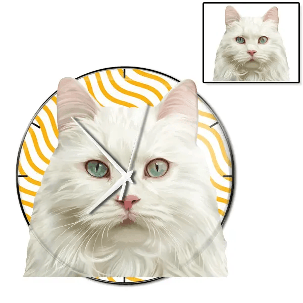 Turkish Angora Wanduhr personalisiert mit genau deinem Haustier!